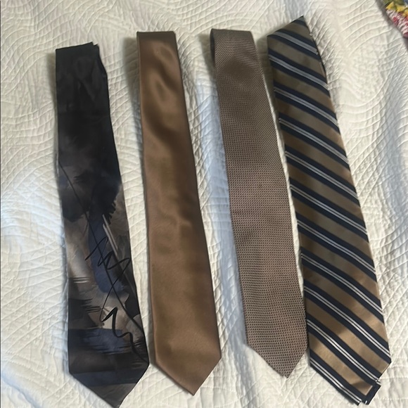 J. Garcia Other - Bundle of 4- Mult brands Navy & Browns, all 100% Silk